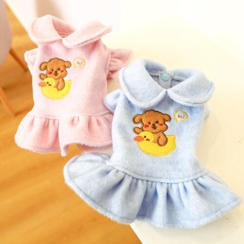 Winter Pet Dog Cat Clothes Dress Princess Student Woolen Skirt Puppy Cute Dress Warm Tutu Clothing For Small Dogs Pet Apparel
