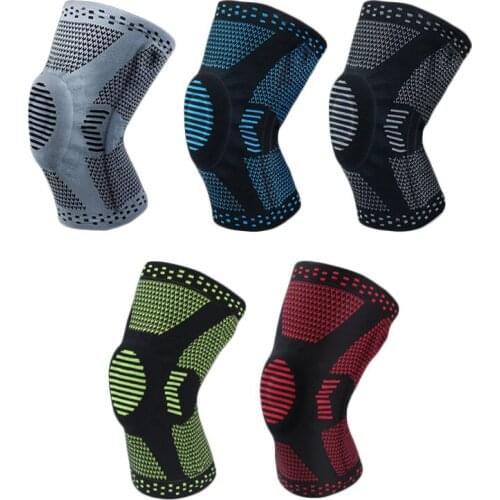 1 pcs Knee Patella Protector Brace Silicone Spring Knee Pad Basketball Running Volleyball Sleeve Support Men Sports Kneepads