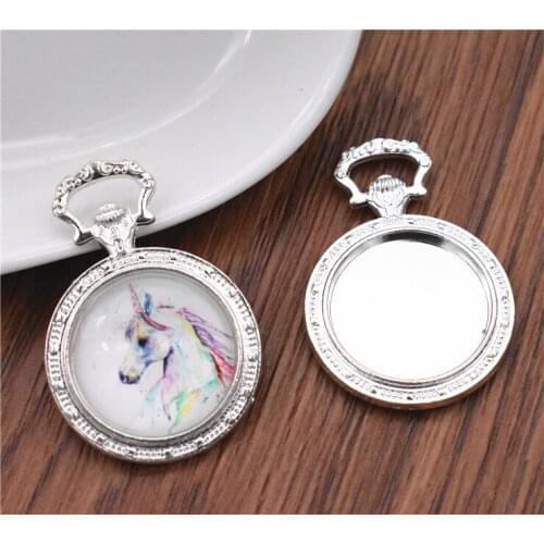 3pcs 20mm Inner Size Bright Silver Plated Simple Style Cabochon Base Setting Charms Pendant-B3-09