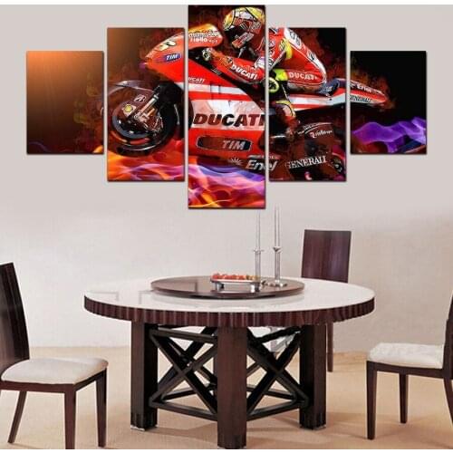 5 piece of cool motorcycle modern wall mural art canvas painting