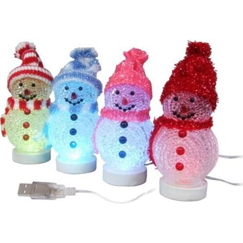 50pcs Colorful Christmas Snowman LED Party Home Deco Light Lamp Christmas Gifts Snowman Flashing Snow Man USB Recharge ZA1320