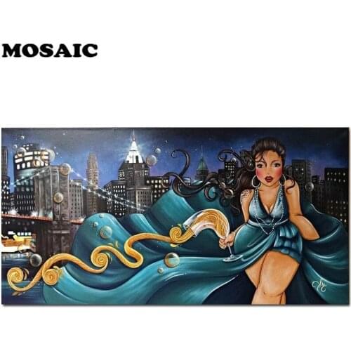 Large Diy Diamond Painting lady Cross Stitch 5d Diamond Embroidery city night Landscape full resin Drill mosaic Picture 3d Art