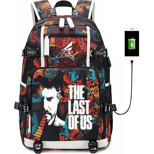 Large Backpack Game The Last of Us 2 USB Charging Bag for Teenager Boys Girls School Bag Laptop Mochilas Cosplay Snake Pattern