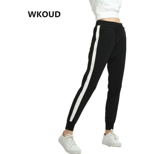 Womens Sweatpants 2021 Side Striped Patchwork Drawstring Waist Loose Harem Trousers Sport Female Casual Wear P8095