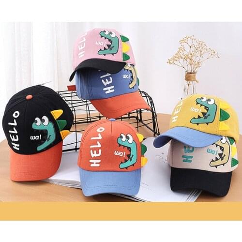Children Seasons Cute Cartoon Dinosaur Printing Baseball Cap Boys Girls Cotton Breathable Outdoor Adjustable Sun Hats