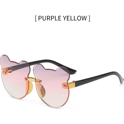 Children Boy Girl Cute Bear Double Color Cartoon Bear Shape Round Sunglasses Kids Vintage Sunglasses UV400 Protection Classic