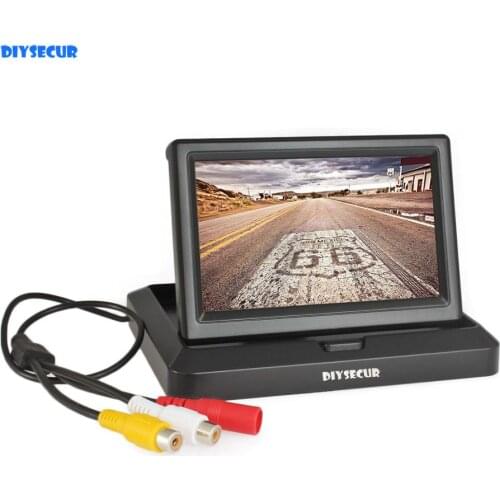 DIYSECUR 5 inch Foldable TFT LCD Monitor Car Reverse Rear View Car Monitor for Camera DVD VCR