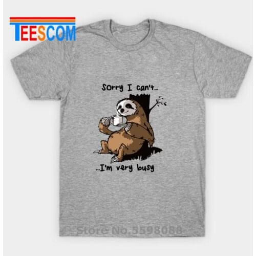 Funny Nerd Lazy sloth coffee sleep T Shirt Men man crazy animal city sloth slow life t-shirt male Novelty adult brand cotton Tee
