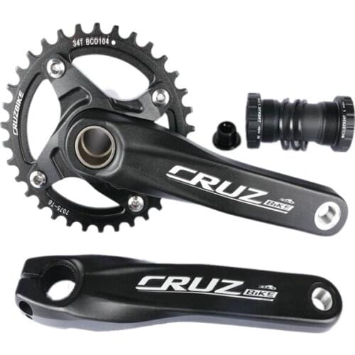 CRUZBIKE Mountain Bike Integrated Hollow Crankset Left and Right Crank Modified Single-Disk Hollow Crank Bicycle Crank