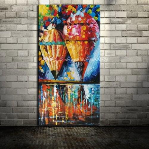 Hot Sale Abstract HandPainted Knife Hot Air Balloon Oil Painting On Canvas Home Decoration Modern Wall Picture For Living Room
