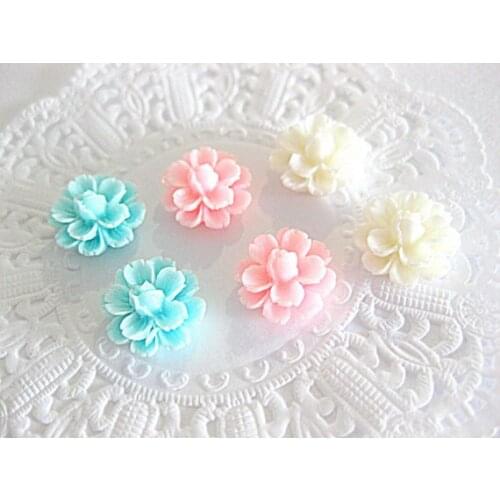 120pcs big 30mm lotus sakura flower cabochon in pastel color Resin flower cabcohon mixed color for making hairpins and rings