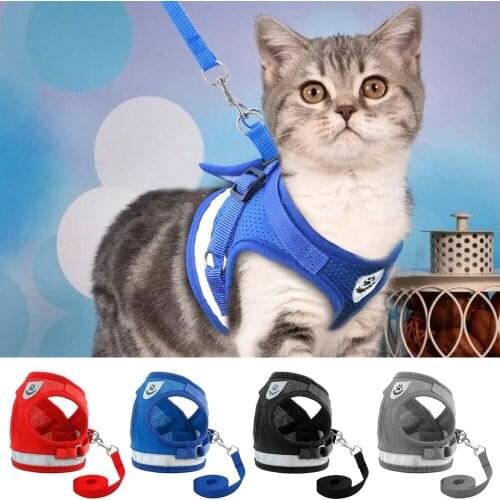 Dog Harness And Leash Set Pet Adjustable Reflective Vest Walking Lead For Puppy Polyester Mesh Harness For Small Medium Dog