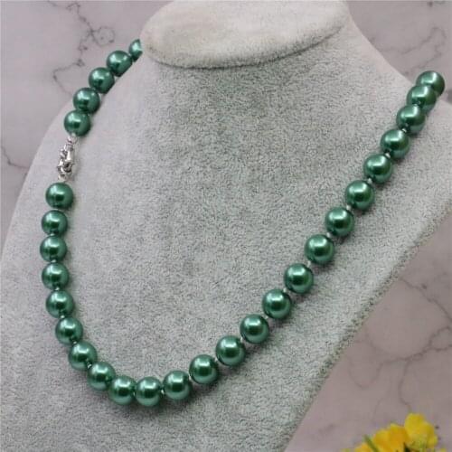 Beautiful Green Round Artificial Shell Imitation Pearl 8/10/12mm Womens Jewelry Necklace Charm Gift First Choice 18inch Y746