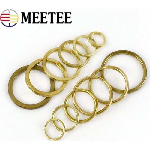 Meetee 10pcs 15-38mm Solid Brass O Ring Buckle Key Chain Snap Spring Hooks Bukles DIY Clasp Decoration Clasp Accessories BD002