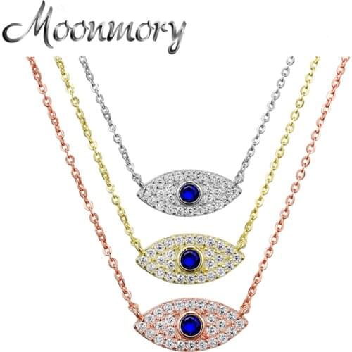 Moonmory 925 Sterling Silver Evil Eye Pendant Necklace For Women 2021 Zircon Fashion Collier Pour Femme Jewelry Christmas Gift