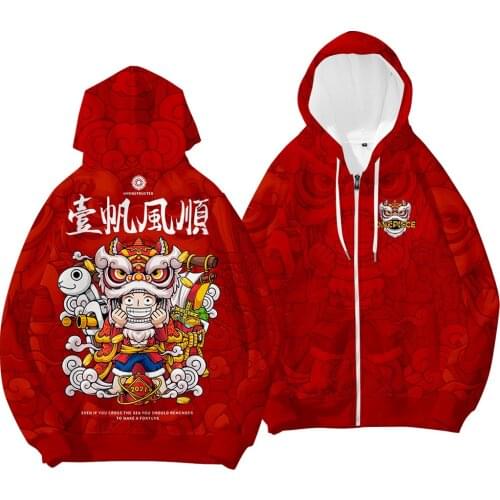 New 2020 Men Hoodie Spring Autumn Hoodies Outerwear Male Chinese Casual Red Print Coat Zipper Hoodies Sweatshirts 6XL