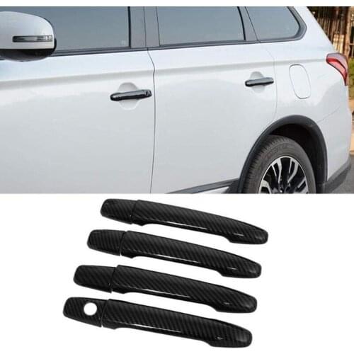 Car Carbon Fiber Look Door Handle Cover Trim for Mitsubishi Lancer Evolution X Outlander Sport ASX