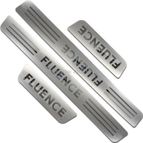 For Renault Fluence 2012-2018 2019 Stainless Door Sill Kick Scuff Plate Protector Trim Cover Guard Pedal Car Styling Accessories