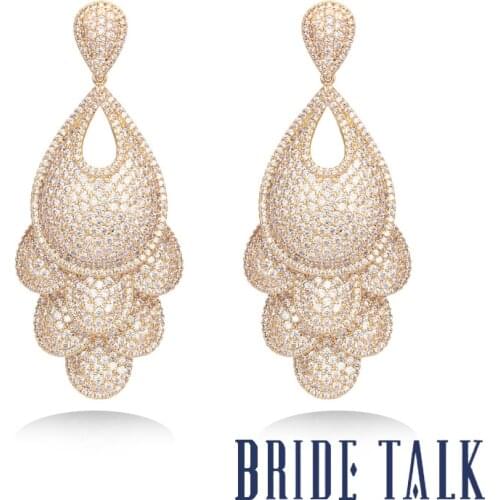 Bride Talk New Arrivals Luxury Women Earrings Cubic Zirconia Beautiful Dazzling Crystal Jewelry For Wedding Party Lovers Gift