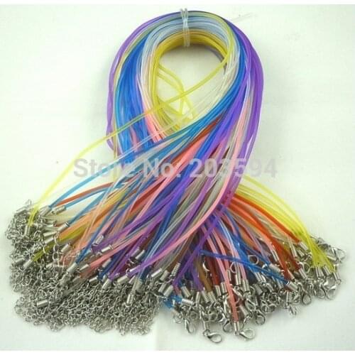 Wholesale 100pcs Mix color (PVC) Rubber necklace cord Jewelry cord beading cords