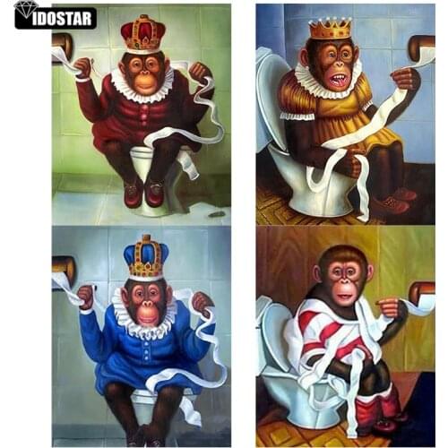 Full Square Drill 5D DIY Diamond Painting "Cartoon toilet monkey"3D Diamond Embroidery Cross Stitch Home Decor Christmas Gift