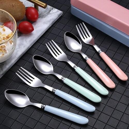 Homir Portable Travel Tableware Set Stainless Steel Dinnerware with Box Kitchen Fork Spoon Dinner Set for Kid School Flatware