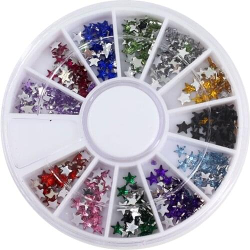 Pro 3mm star nail rhinestone wheel DIY 3D nail art decoration glitter Manicure Tips