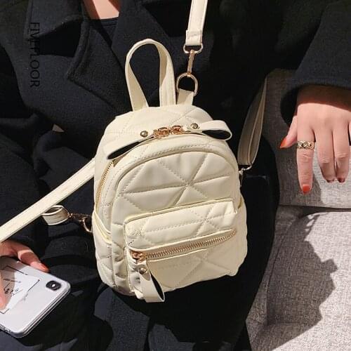 PU Leather Leather Luxury Brand Small Backpacks for Women 2021 Winter Female School Bag Ladies New Shoulder Crossbody Purses