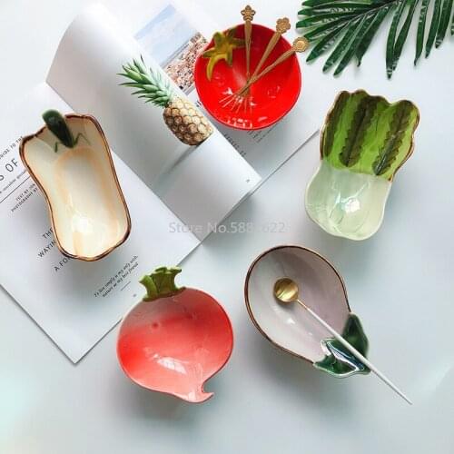 Cute Vegetables Modeling Bowl Ceramic Snacks Dish Household Vegetable Bowl Restaurant Fruit Salad Bowl Dessert Creative Dishes
