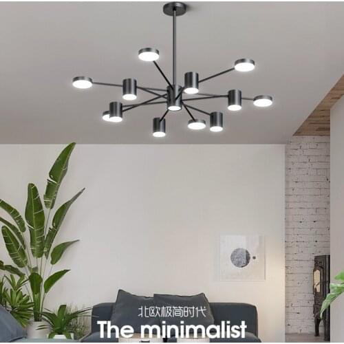 Modern Chandeliers Restaurant Living Dining Room Kitchen Hanging Lamp Black Gold Aluminum Lampshade Chandelier Fixture Lighting