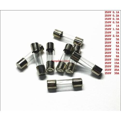 100 pcs 5x20mm Fast Blow Glass Fuse 0.1A/0.2A/0.3A/0.5A/1A/1.5A/2A/2.5A/3A/4A/5A/6A/7A/8A/10A/15A/20A/25A/30A Glass Tube Fuse