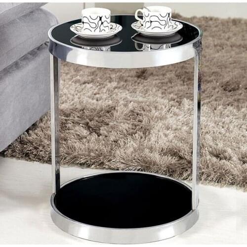 Stainless steel glass coffee table sofa side cabinet circular fashion a few small coffee table phone
