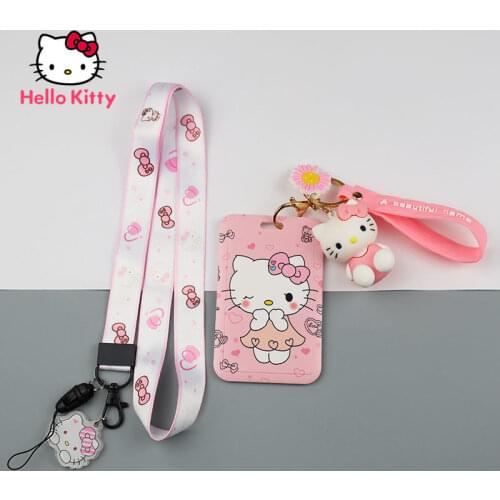 TAKARA TOMY Hello Kitty Keychain Cartoon Doll Card Set Student Card Set Bus Subway Access Card Work Certificate Badge Lanyard
