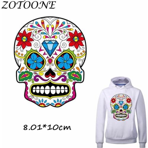 ZOTOONE Heat Transfer Clothes Stickers Sugar Skull Patches for T Shirt Jeans Iron-on Transfers DIY Decoration Applique Clothes C