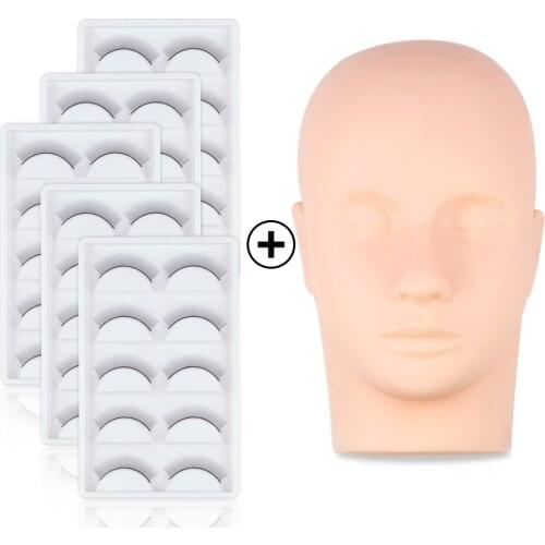 Training False Eyelash Mannequin Model Head With Practice Lashes Set Grafting Eyelashes Training Head Eyelash Extension Tools