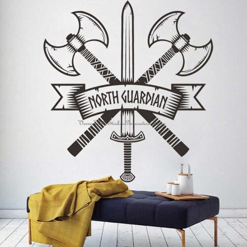 Viking Vinyl Wall Stickers Pirate Adventure Warrior Weapon Viking Museum Nordic Home Door Glass Decoration Decal Gift W11
