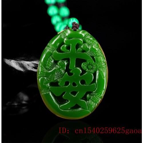 Green Jade Bird Pendant Necklace Jewelry Natural Fashion Jadeite Amulet Charm Carved Chinese Gifts