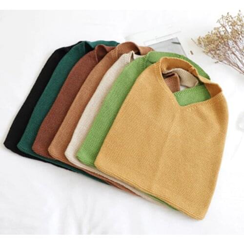 Women Crisscross Knit Handmade Wool Bag Teenager Tote Crochet Korean Fashion Retro Chic Large Capacity Over Shoulder Bag G75693