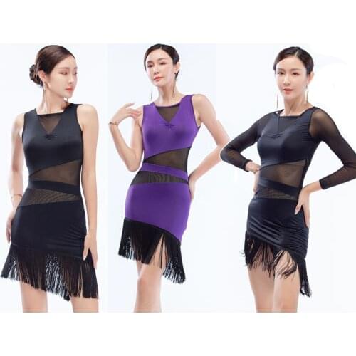 2021 New CM017 Tassel and Patchwork Design Female Latin Dance Dress Women Latin Dance Suit for Belly Ballroom Performamnce