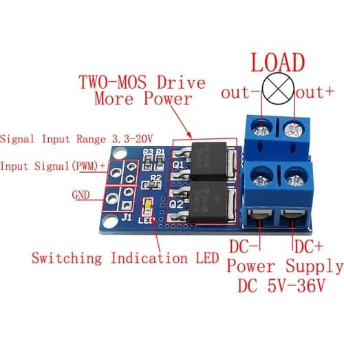 1Pcs 15A 400W MOS FET Trigger Switch Drive Module DC 5V-36V PWM Regulator Control Panel Board for Arduino MOS Trigger Module