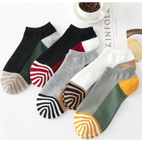 10 Pairs/Lot High Quality Men’s Socks Invisible Male Boat Socks Fashion Striped Style Ankle Socks Comfortable Soft Cotton Socks