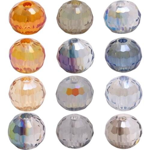 10Pcs Faceted Glass Round Ball 14/16mm Crystal Plated Bead With Large Hole For DIY Making Jewelry Accessorise & Women Bracelets