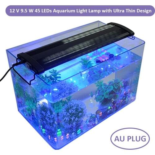 12 V 9.5 W 45 LEDs Aquarium Light Lamp Ultra Thin Design Dual Lighting Effects Adjustable Bracket for Fish Plant Growth