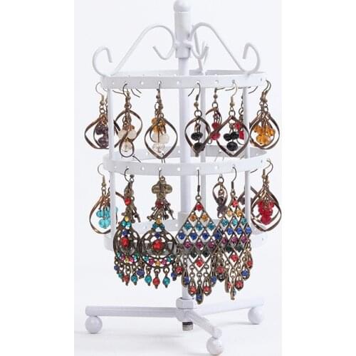 2016 Hot Sale 72 Hole White Earrings Jewelry Display Rack Metal Stand Holder Showcase jewelry organizer Holder Free Shipping