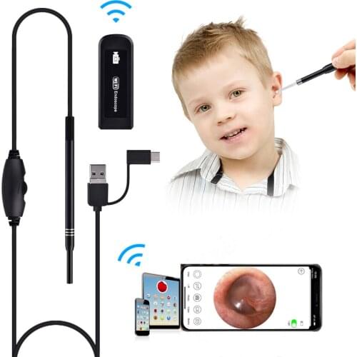 3 in 1 HD Visual WiFi Ear Pick Wax Remover Ear Endoscope Mouth Inspection Camera Otoscope Ear Cleaner 1.3MP for Android and iOS
