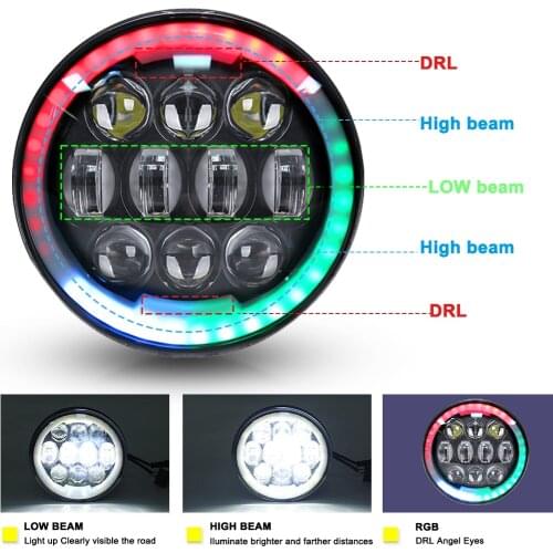 5.75INCH RGB Harley Motocycle Led Headlight Daytime Running Light For Harley Iron 883 XG750 XL1200 Dyna Street Bob FXDB