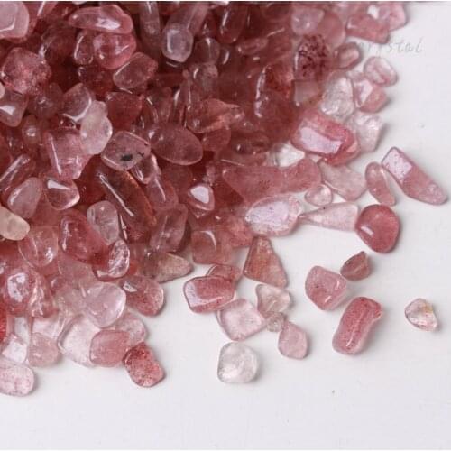 500g Pink Strawberry Quartz Crystal Gravel Polished Healing Decorative Stone