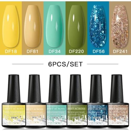 6/23/24 Pcs Gel Nail Polish Set 136Color Glitter Semi Permanent Hybrid Gel Varnish Base Top Coat Soak Off UV LED Nail Art