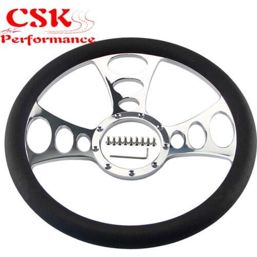 Aftermarket 14" 9-Bolt Chrome Aluminum Half Wrap Steering Wheel Fit For Chevy G M 69-94