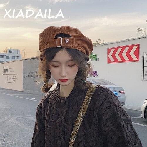 2020 Hat winter womens fashion Beret cap Girls Vintage Artist Painter Hat Winter Autumn Embroidery K Wool hat cap adjustable